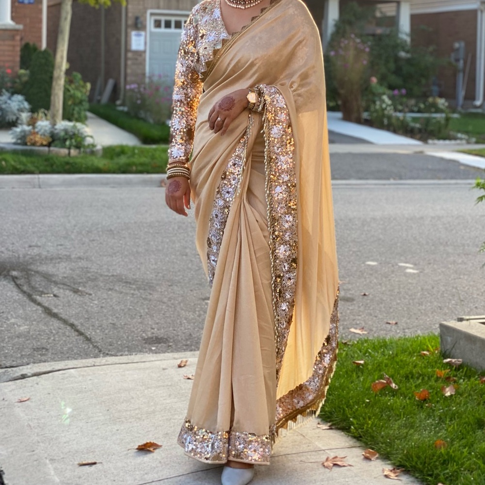 Silk saree with seqin blouse set - Picture 10 of 11